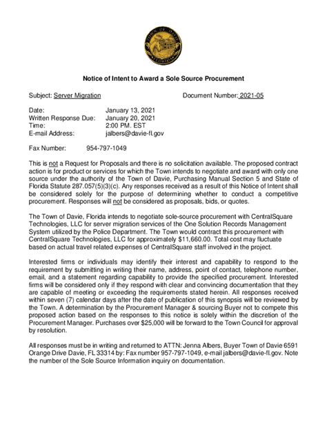 Federal Register :: Notice of Award of a Single Source .